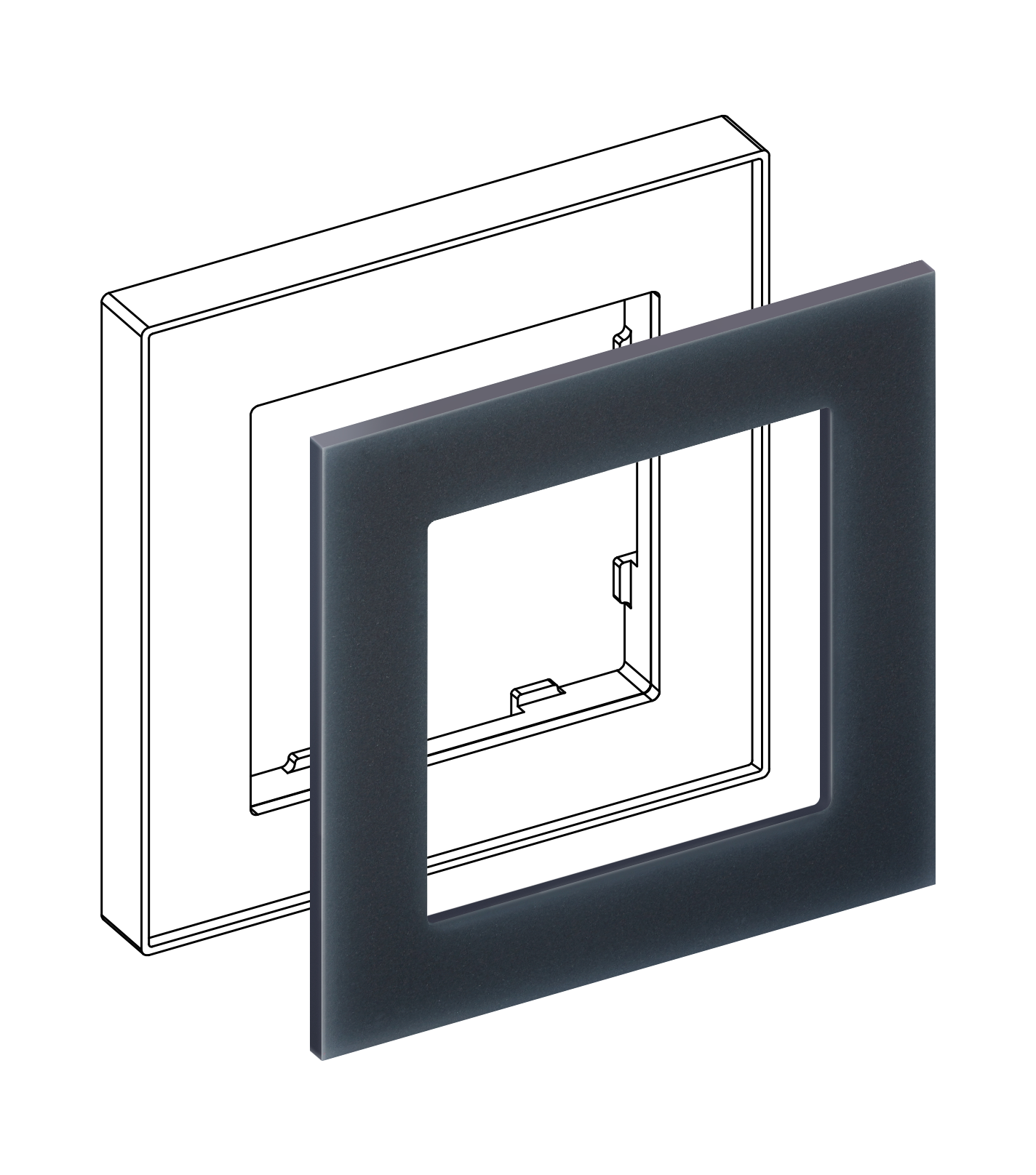 Вставка на 1 пост, акрил черный iRidi [INP114]